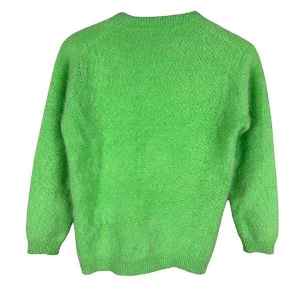 Vintage 60s Green Long Sleeve Button Front Collared Mohair Blend Cardigan XS - Picture 2 of 5